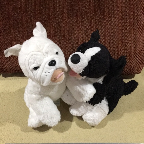 Plush Dog Toy Set - White and Black